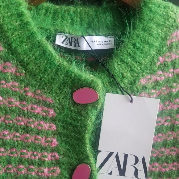 NWT GREEN PINK VINTAGE LONG KNIT VEST - Picture 8 of 8